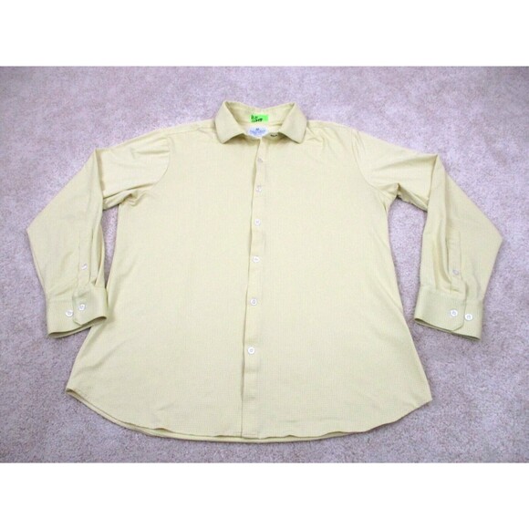 Mizzen Main Shirt Extra Large Trim Fit Yellow Performance Casual Button Up Mens - Picture 1 of 9